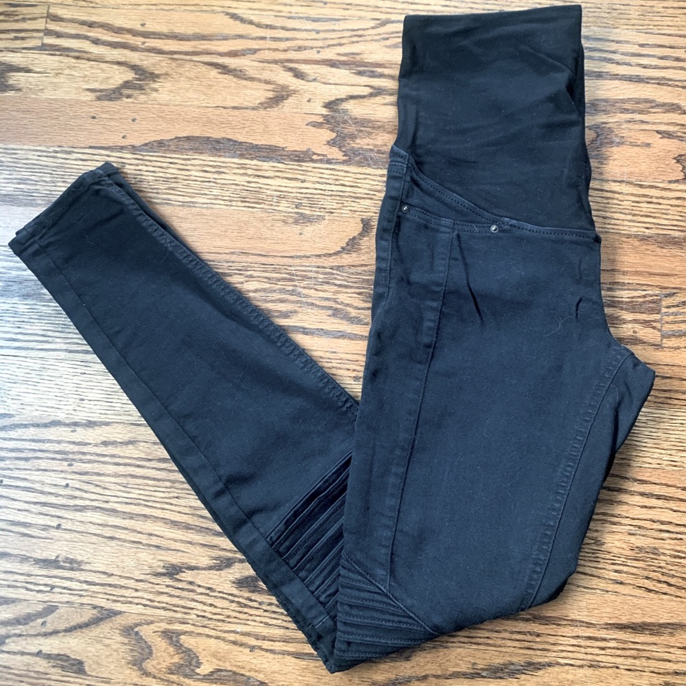H&M Black Maternity  biker-moto skinny jeans